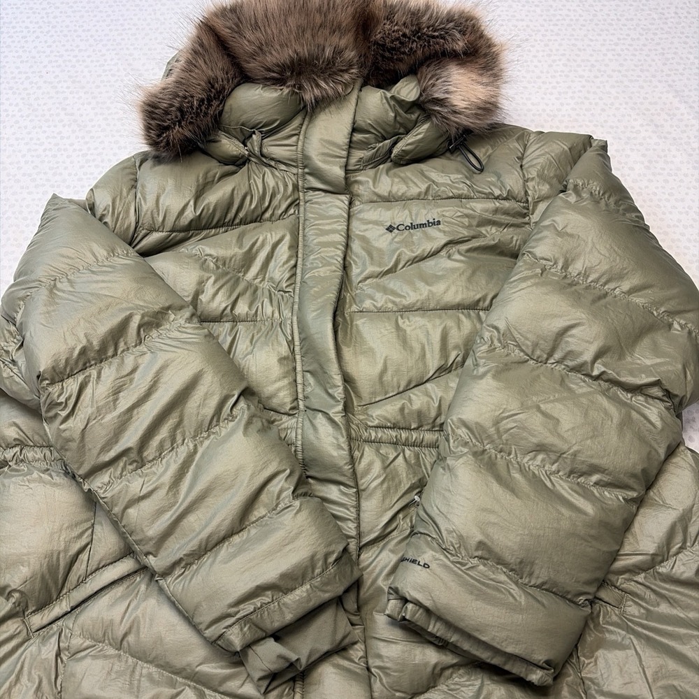 Women's Columbia Peak to Park Faux-Fur Hood Insulated Jacket 3X Olive Green